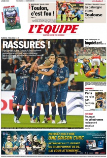 L'equipe Edition du 15 Septembre 2012