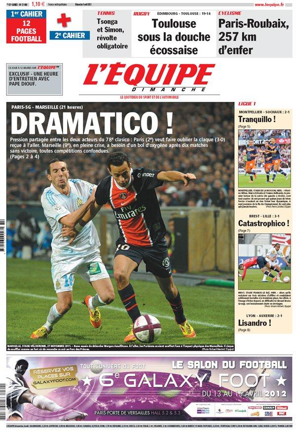 L'Equipe edition du 8 Avril 2012