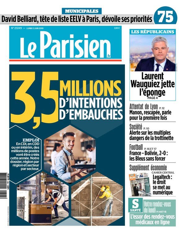 Le Parisien du 03 Juin 2019